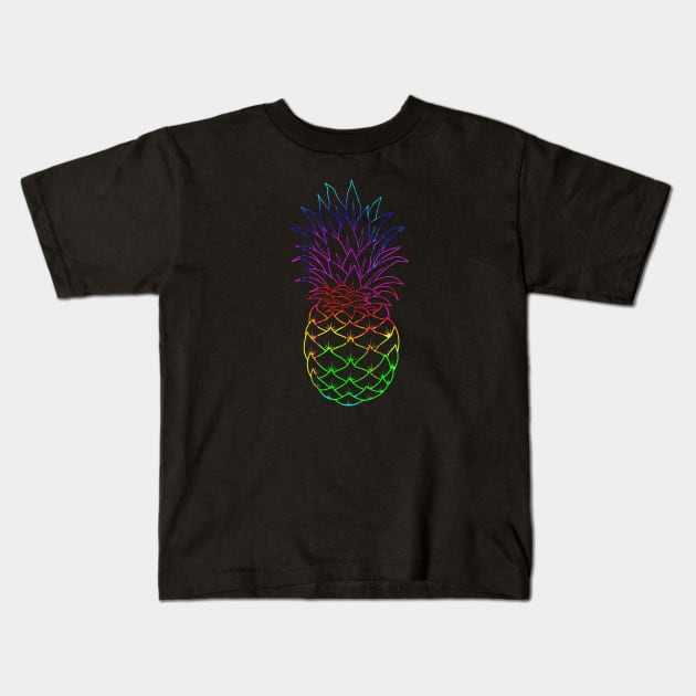 Rainbow Pineapple Kids T-Shirt by Glenn Landas Digital Art